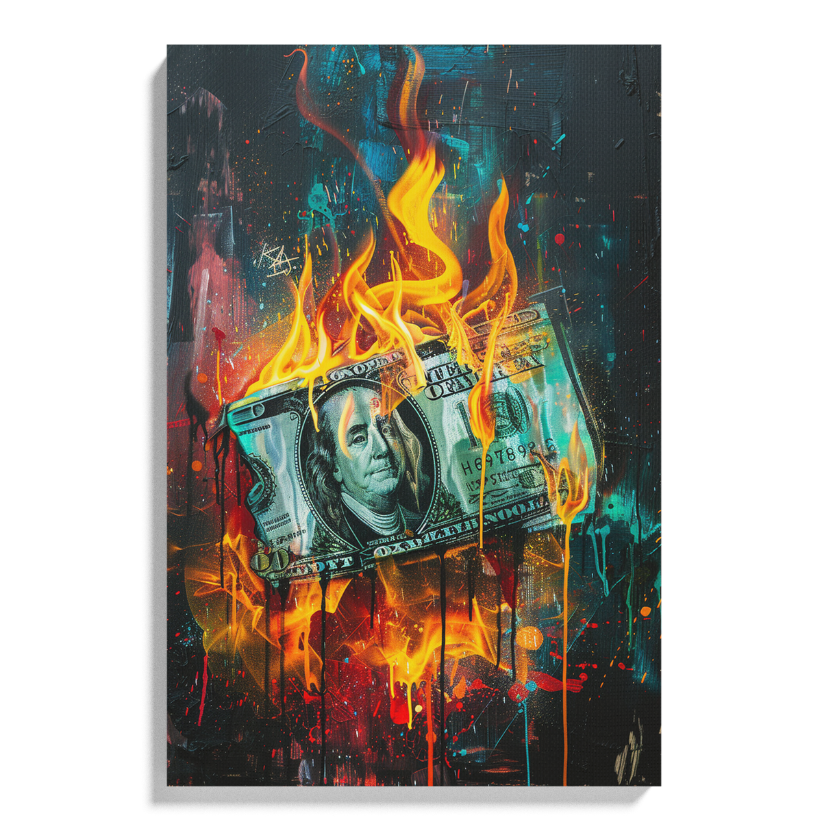 Canvas popular wall art money to burn glamour